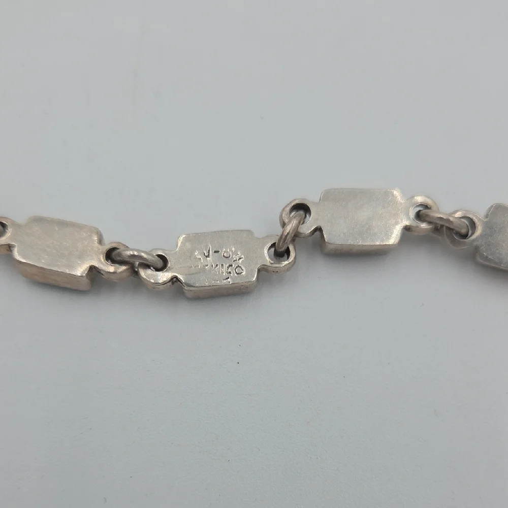 Vintage Taxco malachite sterling silver link bracelet